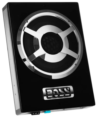 BOSS BASS800 8" 800W Low Profile Amplified Subwoofer Sub +Boss KIT2 8 Ga Amp Kit