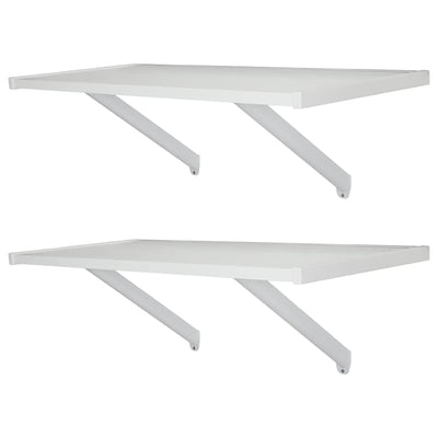 Rubbermaid 2 Pack 32" Premium Wood Wall Mounted Shelves Kit, 2 Tier Storage