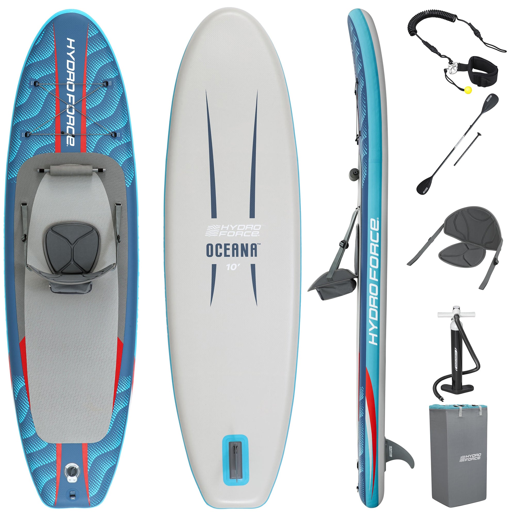 Hydro Force Oceana 10' Inflatable Stand-Up Paddle Board & Kayak Set, 2-in-1 SUP