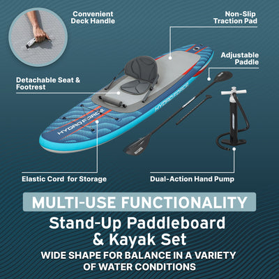 Hydro Force Oceana 10' Inflatable Stand-Up Paddle Board & Kayak Set, 2-in-1 SUP