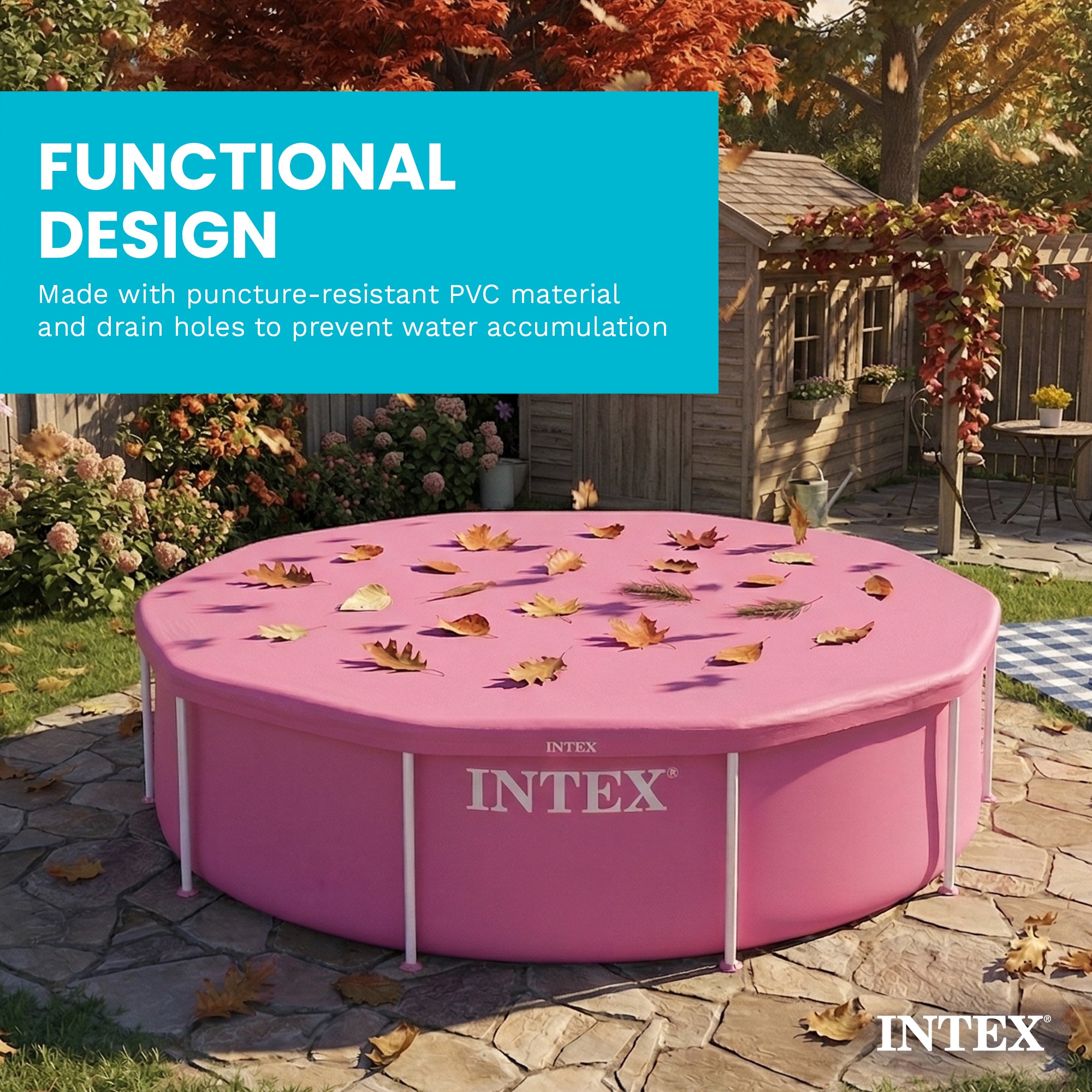 INTEX 8 Foot Round Metal Frame Outdoor Swimming Pool Debris Cover (Open Box)
