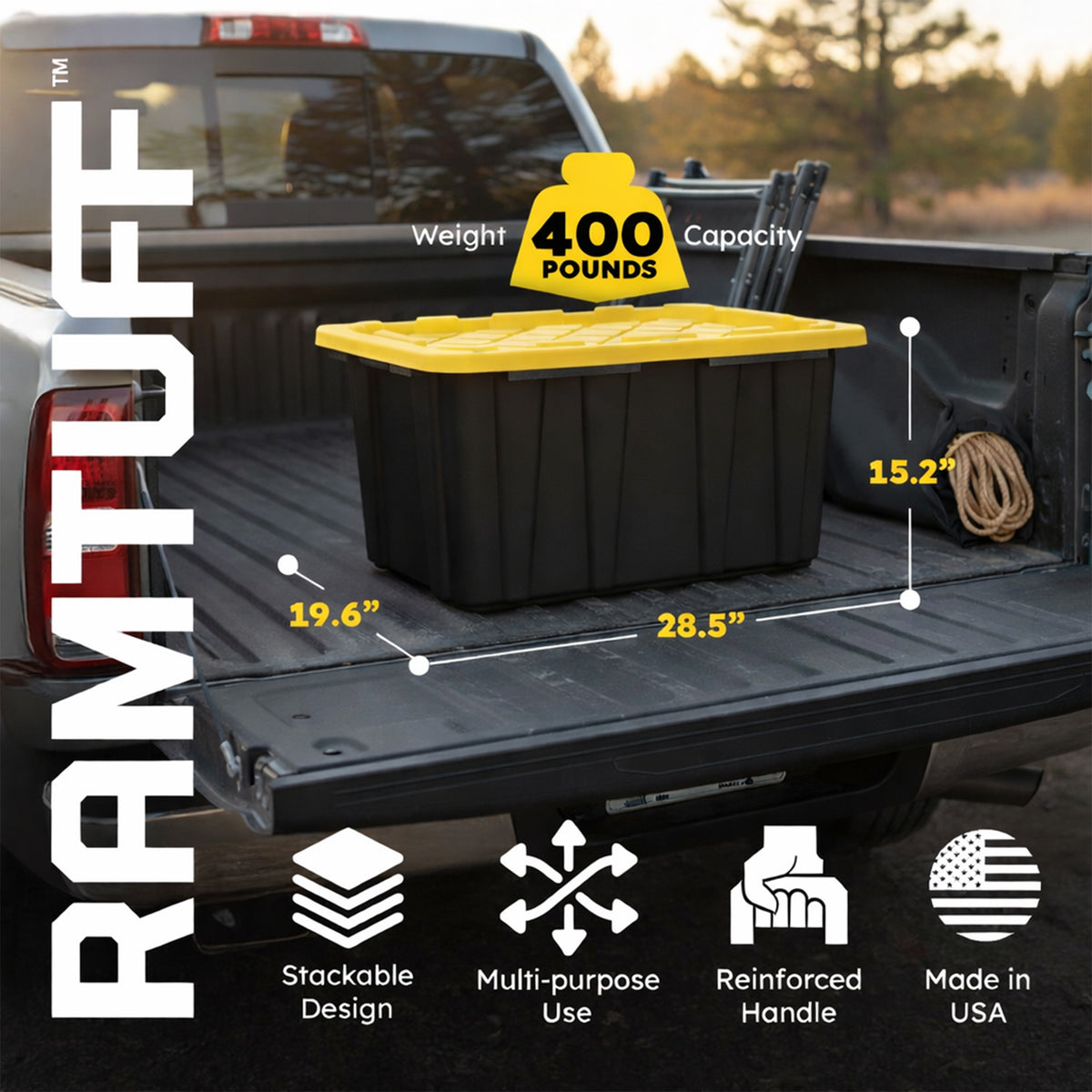 Ramtuff 6 Pack Stackable Storage Container and 4 Pack Connectable Moving Dolly