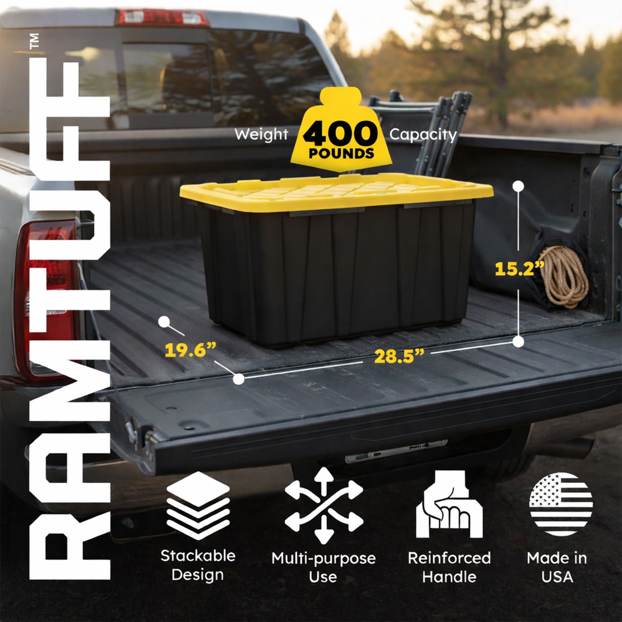 Ramtuff 6pk Heavy Duty Stackable Container, Snap-Tight Lid, 27 Gal (Open Box) - VMInnovations