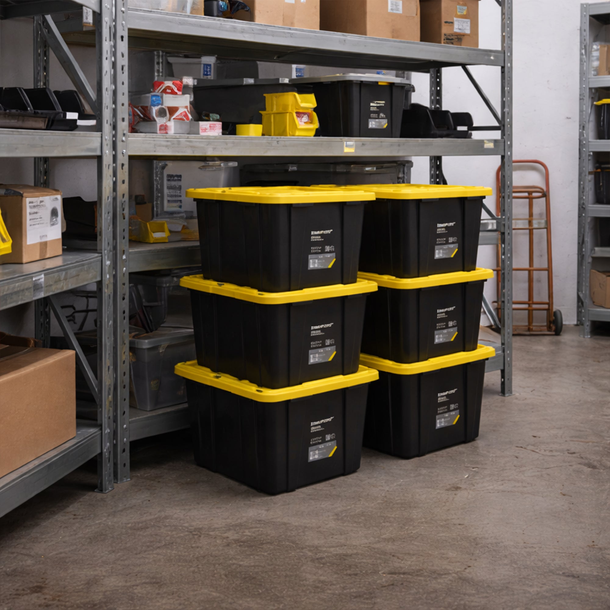 Ramtuff 6Pk Heavy Duty Stackable Storage Container 27Gal (For Parts)