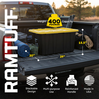 Ramtuff 4 Pack Stackable Storage Container and 4 Pack Connectable Moving Dolly - VMInnovations