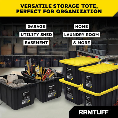 Ramtuff 4 Pack Stackable Storage Container and 4 Pack Connectable Moving Dolly - VMInnovations