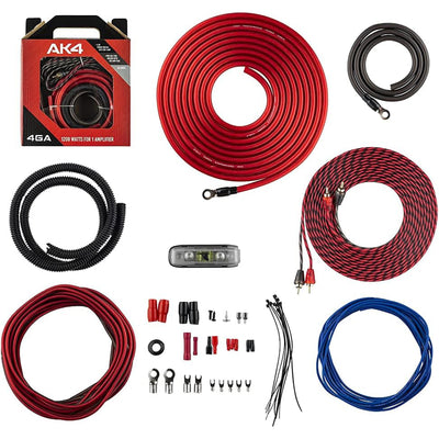 DS18 4 Gauge CCA Amplifier Complete Kit for Subs & Speakers, 1200W (Open Box)