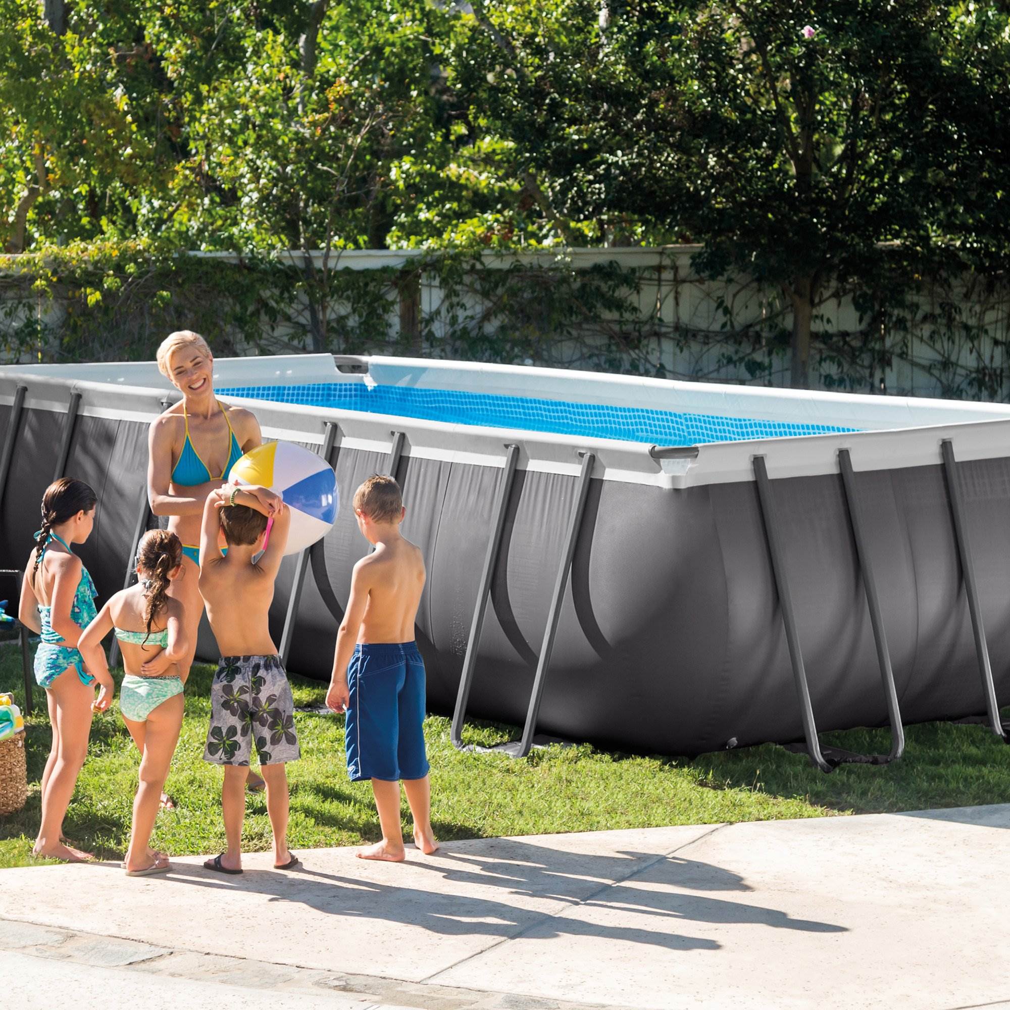 Intex 18' x 9' x 52" Ultra Frame Rectangular Above Ground Pool Set (Damaged)