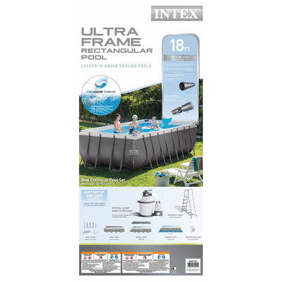 Intex 18' x 9' x 52" Ultra Frame Rectangular Above Ground Pool Set (Damaged)