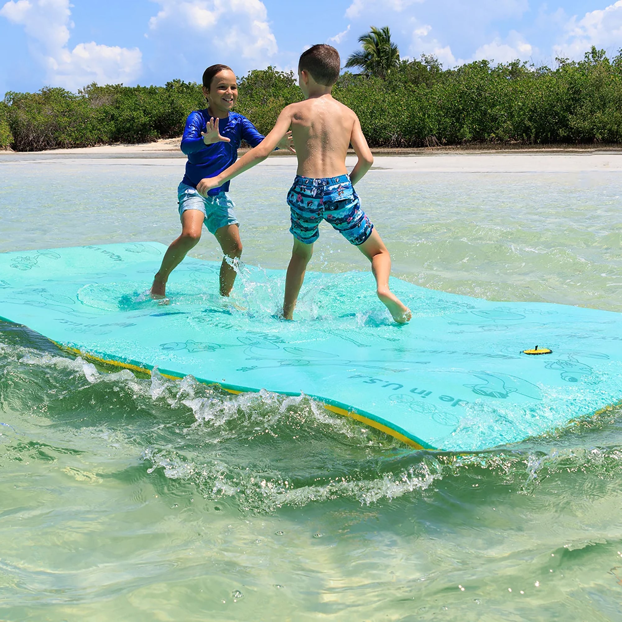 Aqua Lily Pad Original Floating Water Mat Island Float, 9 Ft, Green/Yellow - VMInnovations