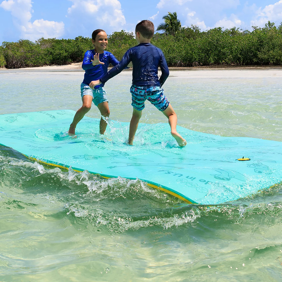 Aqua Lily Pad Original Floating Water Island Float, 9ft, Green/Yellow (Open Box)