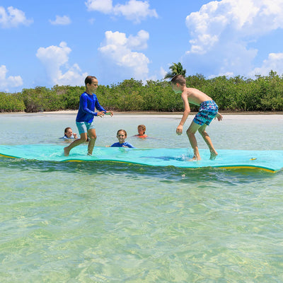 Aqua Lily Pad Original Floating Water Mat Island Float, 20 Ft, Green/Yellow - VMInnovations