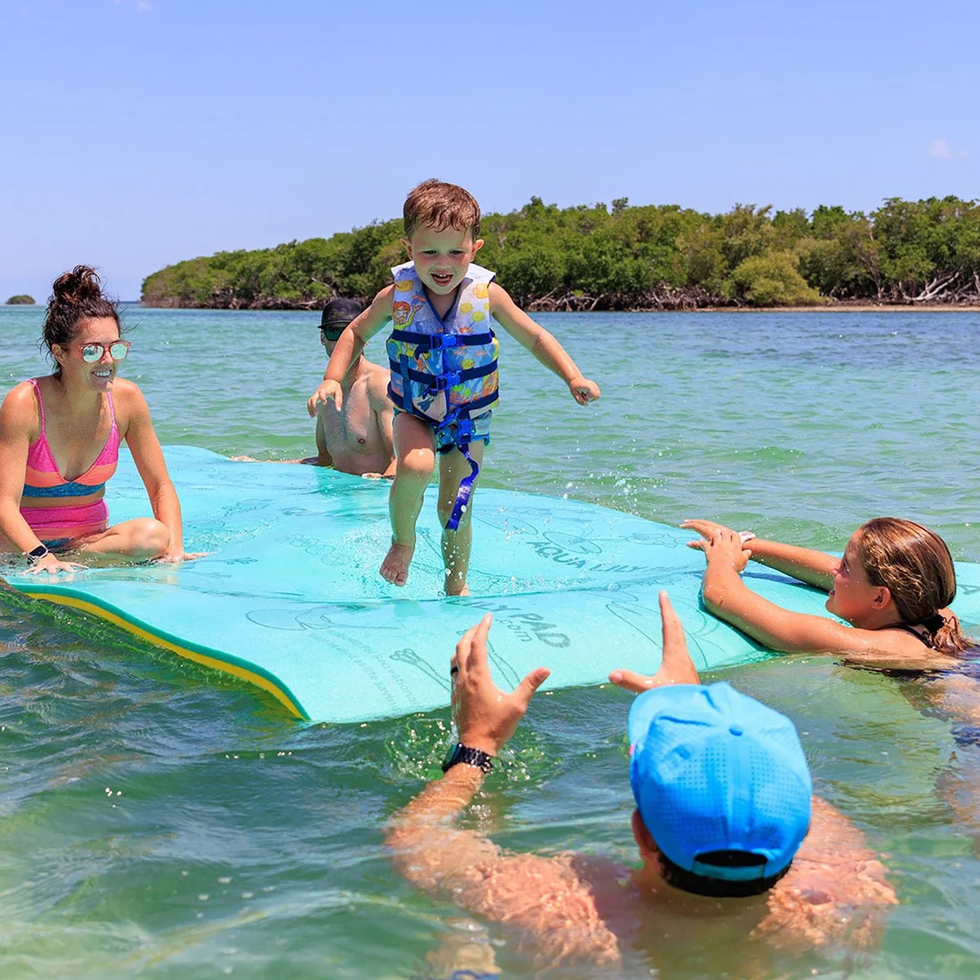Aqua Lily Pad Original Floating Water Mat Island Float, 20 Ft, Green/Yellow - VMInnovations