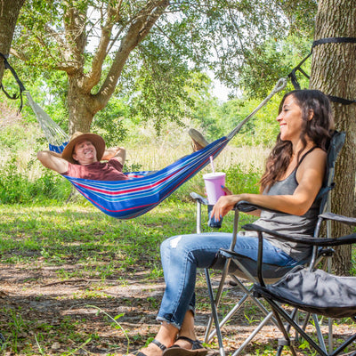 Bliss Hammocks Single Hammock with Rope Loops & Tree Straps, 220 lb, Patriot - VMInnovations