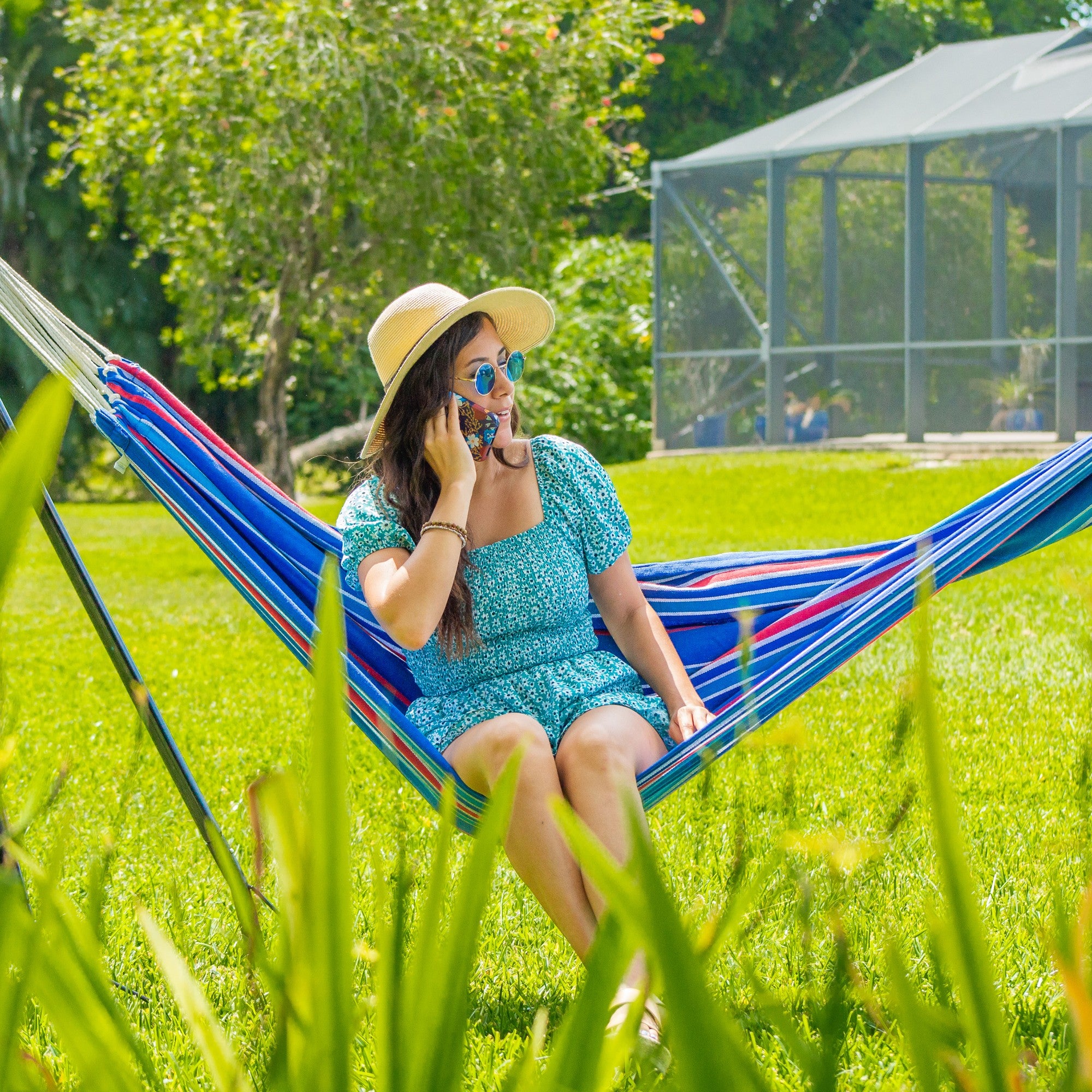 Bliss Hammocks Single Hammock with Rope Loops & Tree Straps, 220 lb, Patriot - VMInnovations