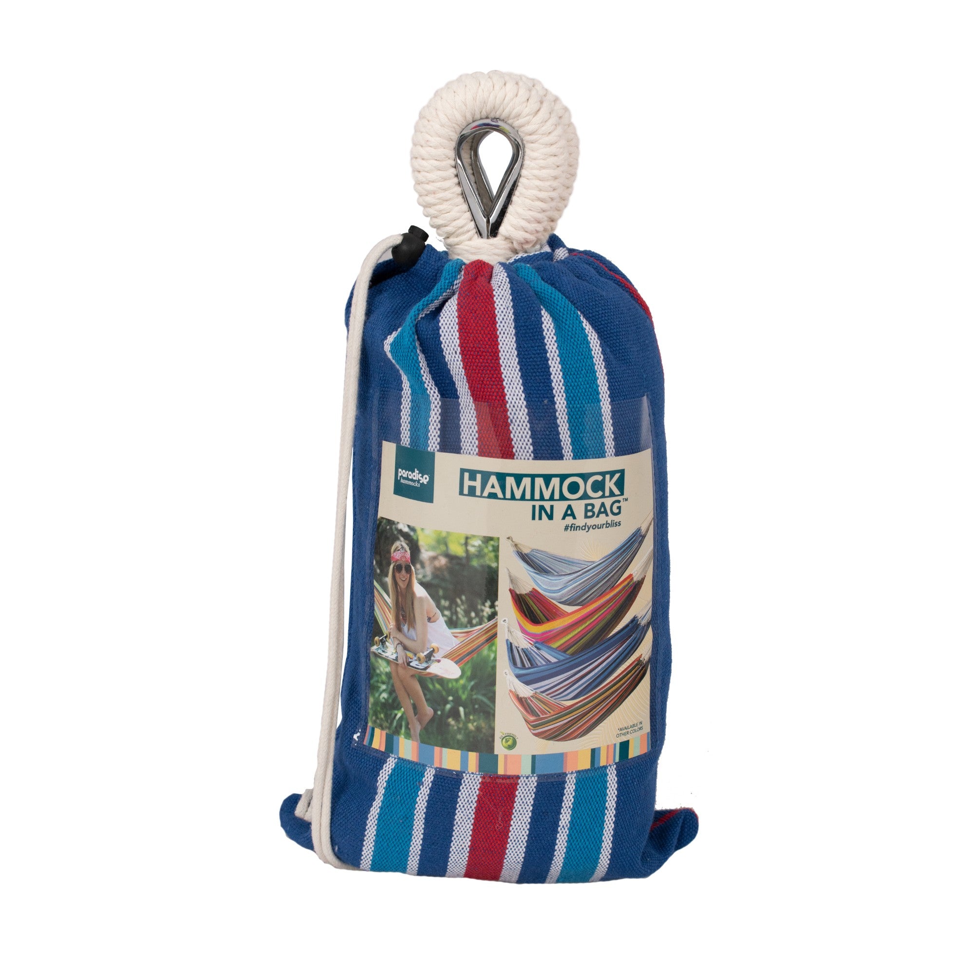 Bliss Hammocks Single Hammock with Rope Loops & Tree Straps, 220 lb, Patriot - VMInnovations