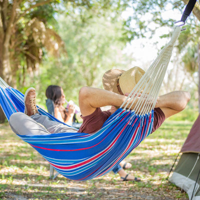 Bliss Hammocks Single Hammock with Rope Loops & Tree Straps, 220 lb, Patriot - VMInnovations