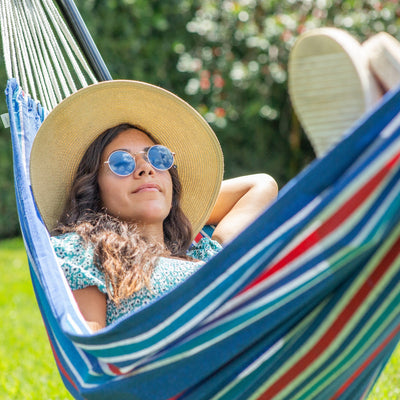 Bliss Hammocks Single Hammock with Rope Loops & Tree Straps, 220 lb, Patriot - VMInnovations