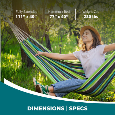 Bliss Hammocks Single Hammock with Rope Loops & Tree Straps, 220lb, Country Club - VMInnovations