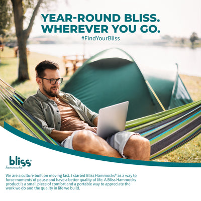 Bliss Hammocks Single Hammock with Rope Loops & Tree Straps, 220lb, Country Club - VMInnovations