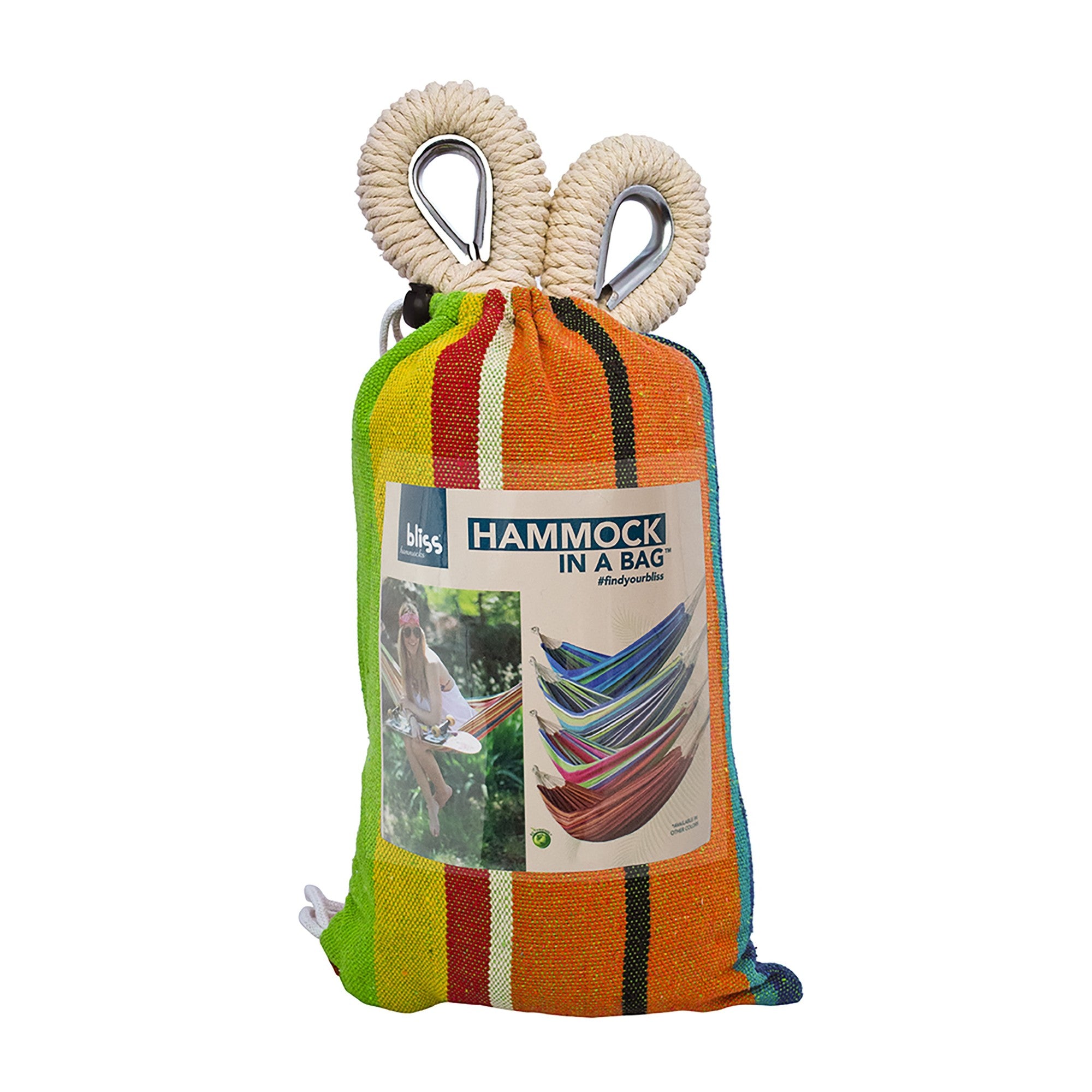 Bliss Hammocks Single Hammock with Rope Loops & Tree Straps, 220lb, Guacamole (Open Box)