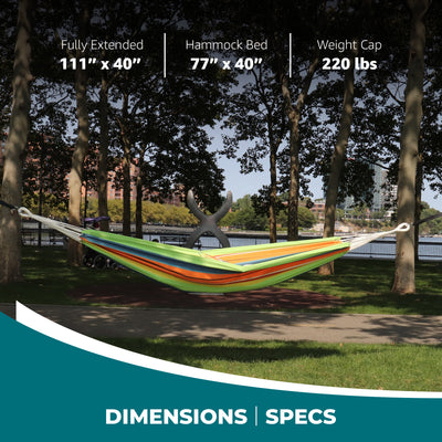 Bliss Hammocks Single Hammock with Rope Loops & Tree Straps, 220lb, Guacamole (Open Box)