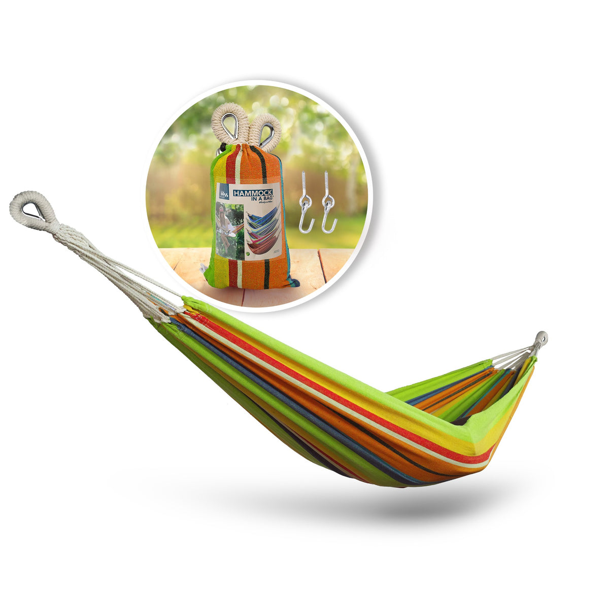 Bliss Hammocks Single Hammock with Rope Loops & Tree Straps, 220lb, (Open Box)