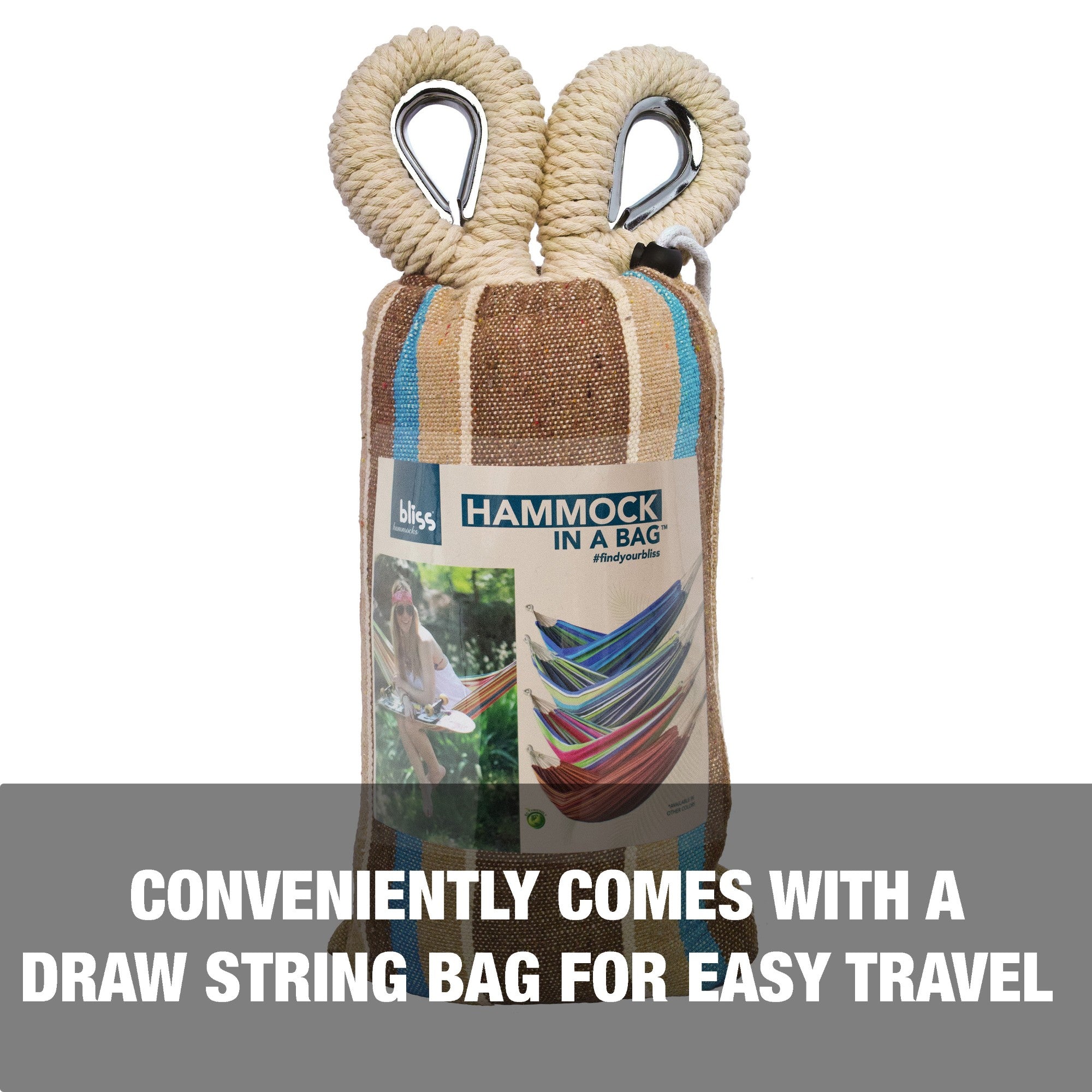 Bliss Hammocks Single Hammock w/ Rope Loops & Tree Straps, 220lb, (Open Box) - VMInnovations