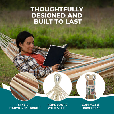 Bliss Hammocks Single Hammock w/ Rope Loops & Tree Straps, 220lb, (Open Box) - VMInnovations