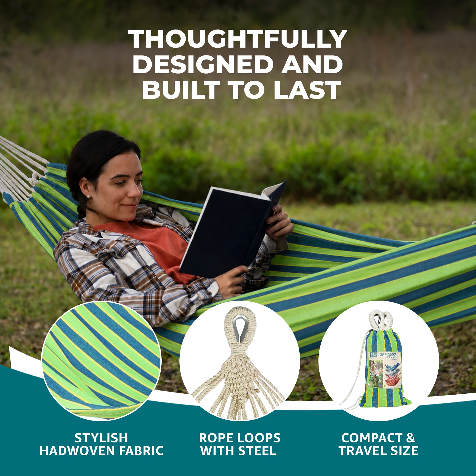 Bliss Hammocks Single Hammock w/ Rope Loops & Tree Straps, 220lb (Used) - VMInnovations