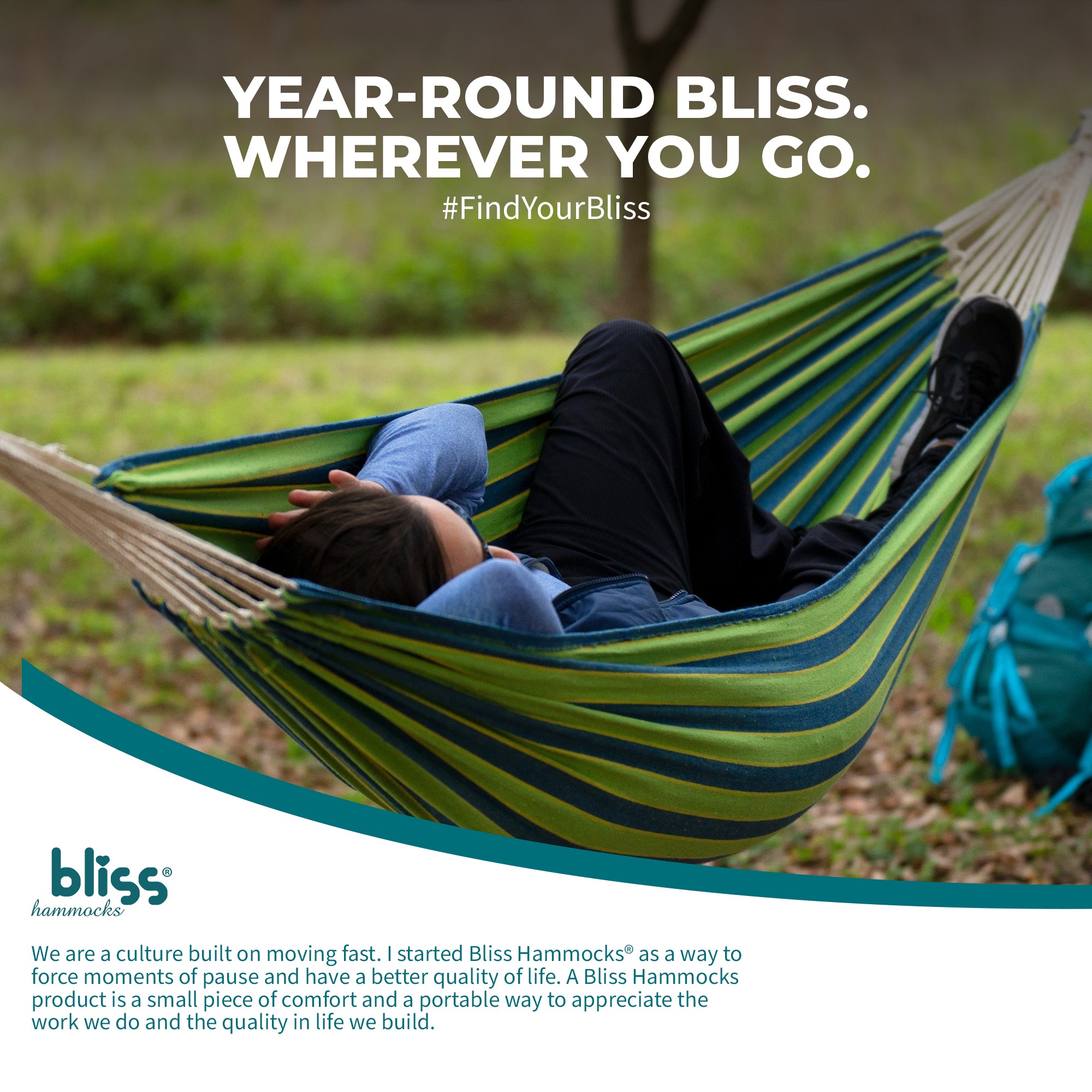 Bliss Hammocks Single Hammock w/ Rope Loops & Tree Straps, 220lb (Used) - VMInnovations
