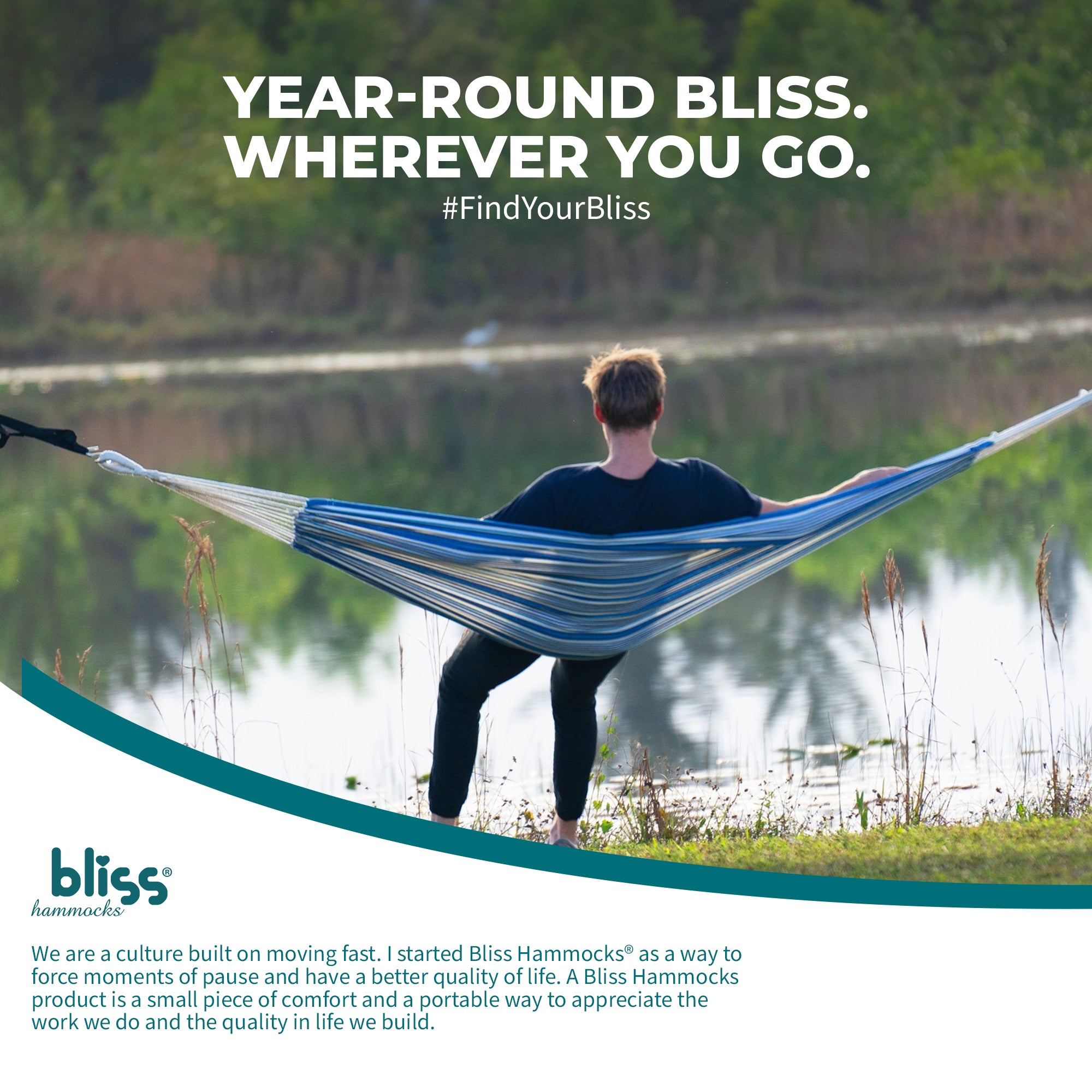 Bliss Hammocks Single Hammock with Rope Loops & Tree Straps, 220 lb, (Open Box)