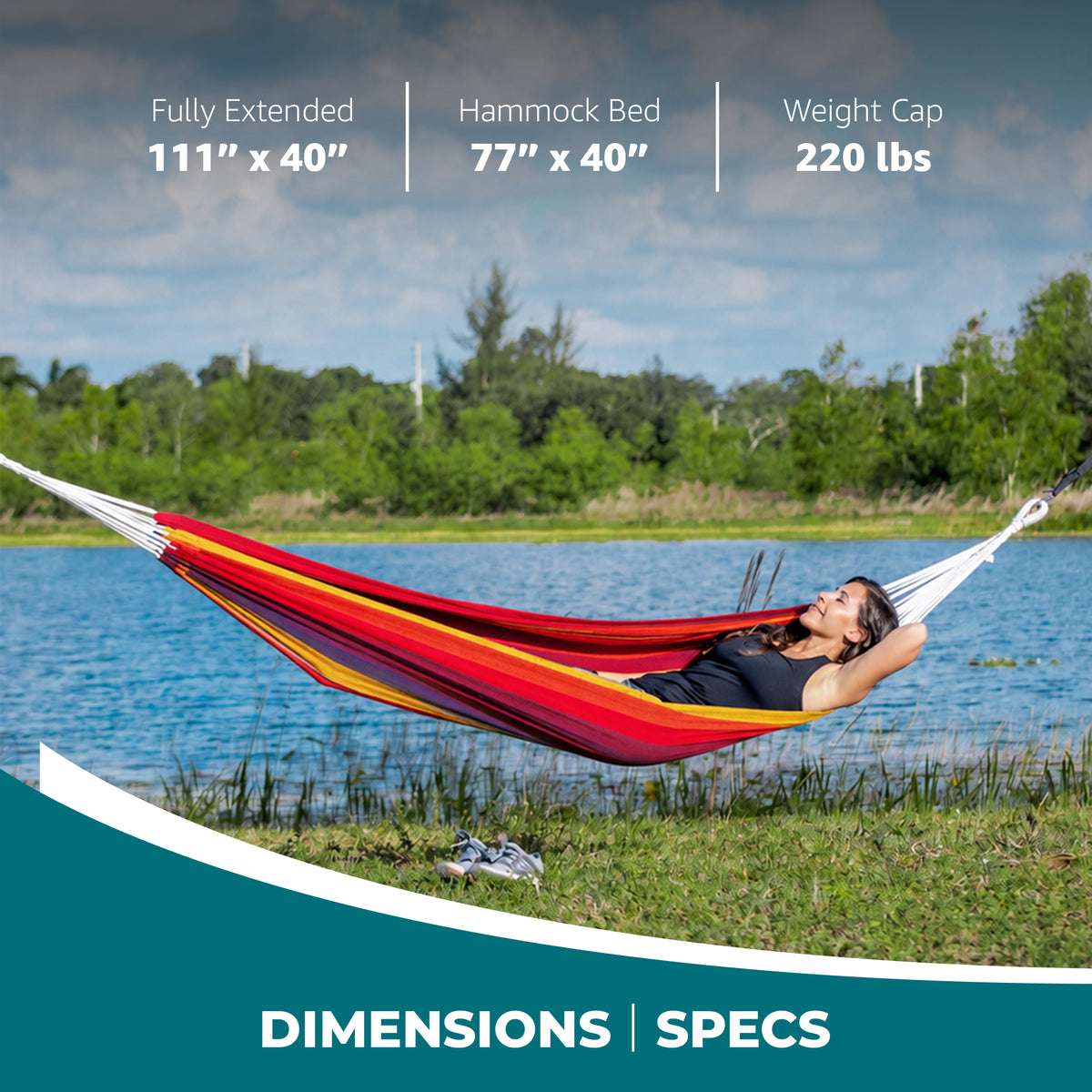 Bliss Hammocks Single Hammock with Rope Loops & Tree Straps, 220 lb, Tropical (Open Box)