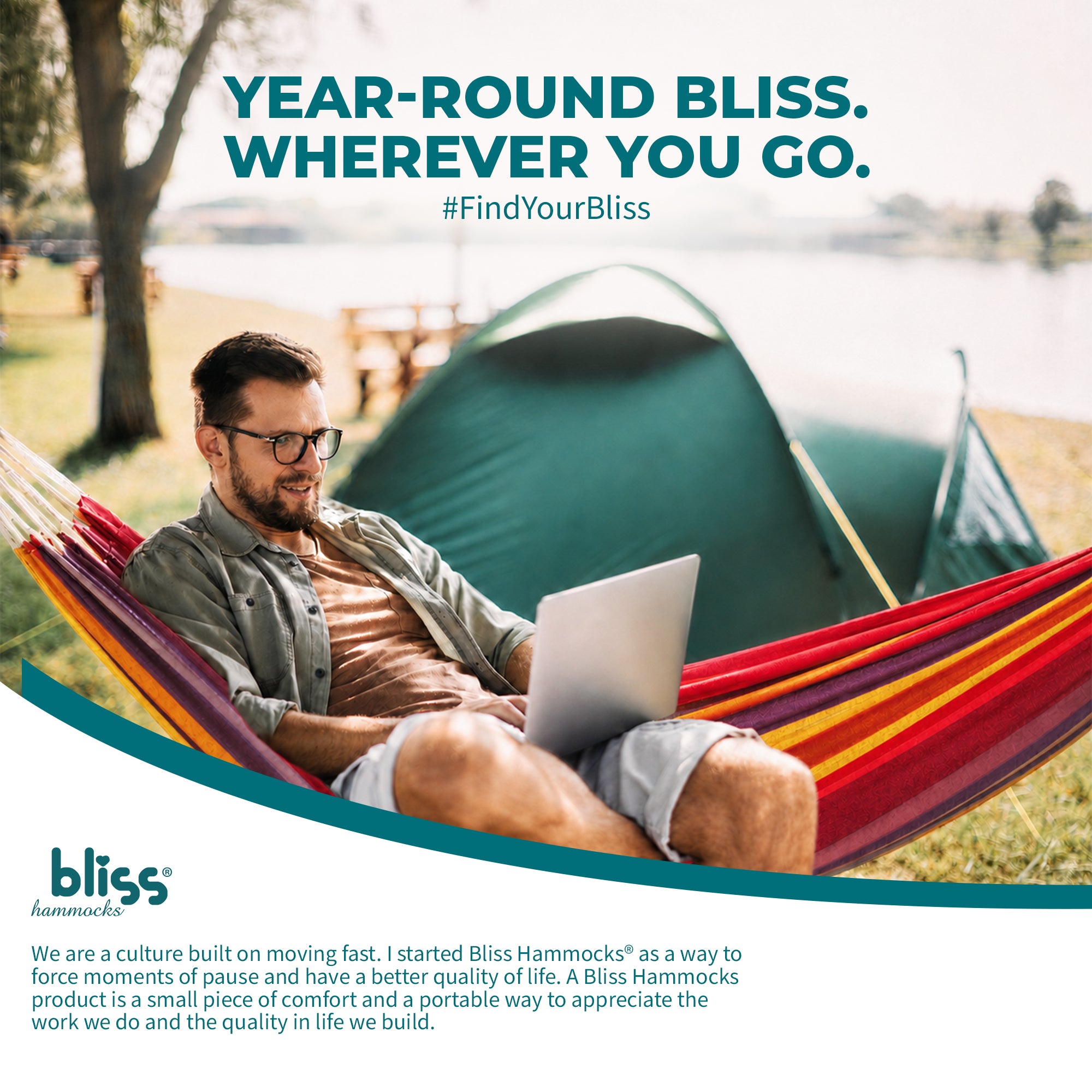 Bliss Hammocks Single Hammock with Rope Loops & Tree Straps, 220 lb, Tropical - VMInnovations