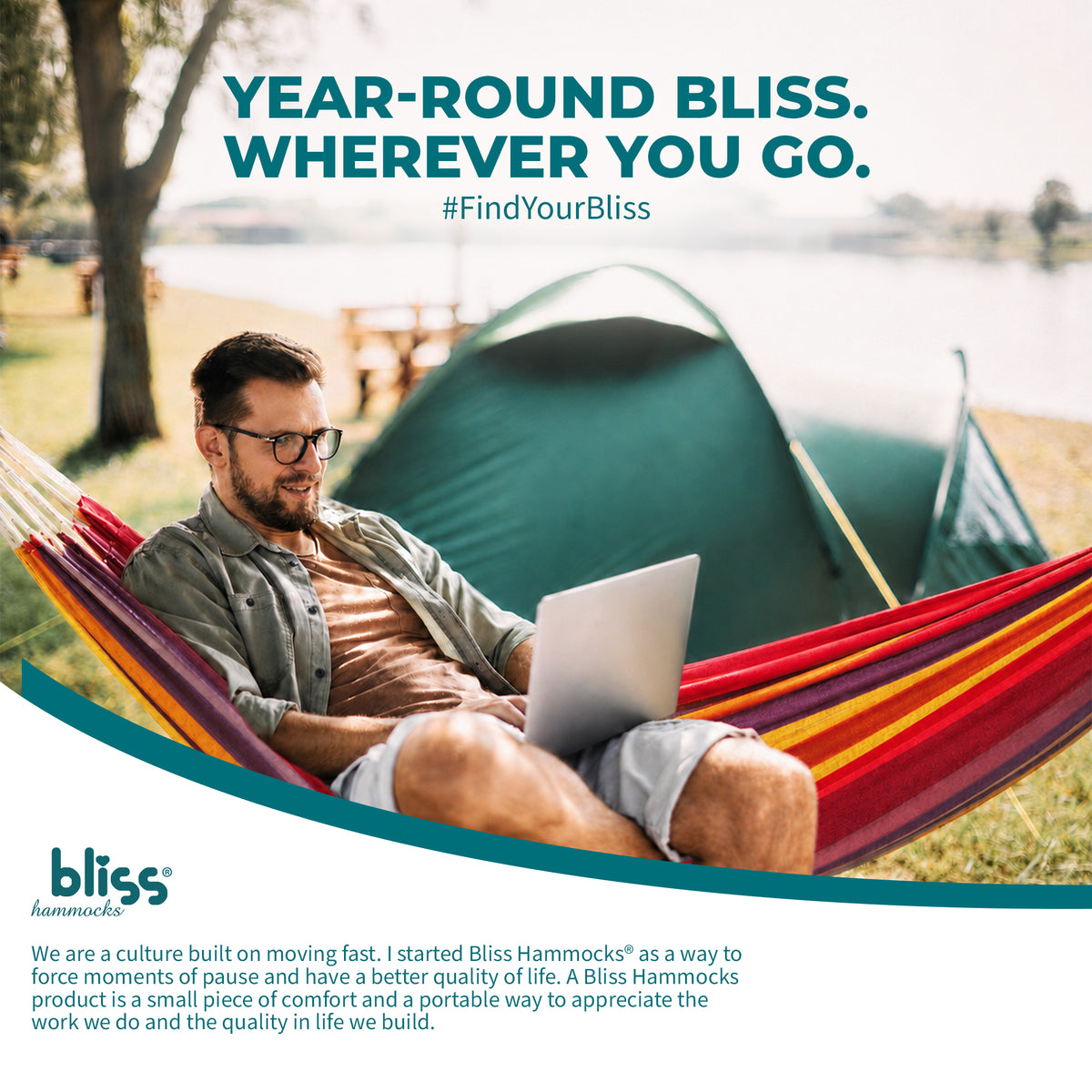 Bliss Hammocks Single Hammock with Rope Loops & Tree Straps, 220 lb, Tropical (Open Box)