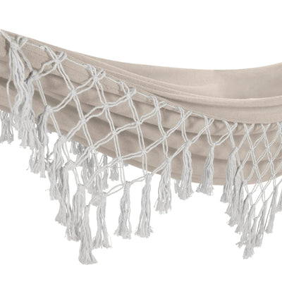 Bliss Hammocks Fringed Hammock w/ Rope Loops & Tree Straps, 250 lb, Natural - VMInnovations