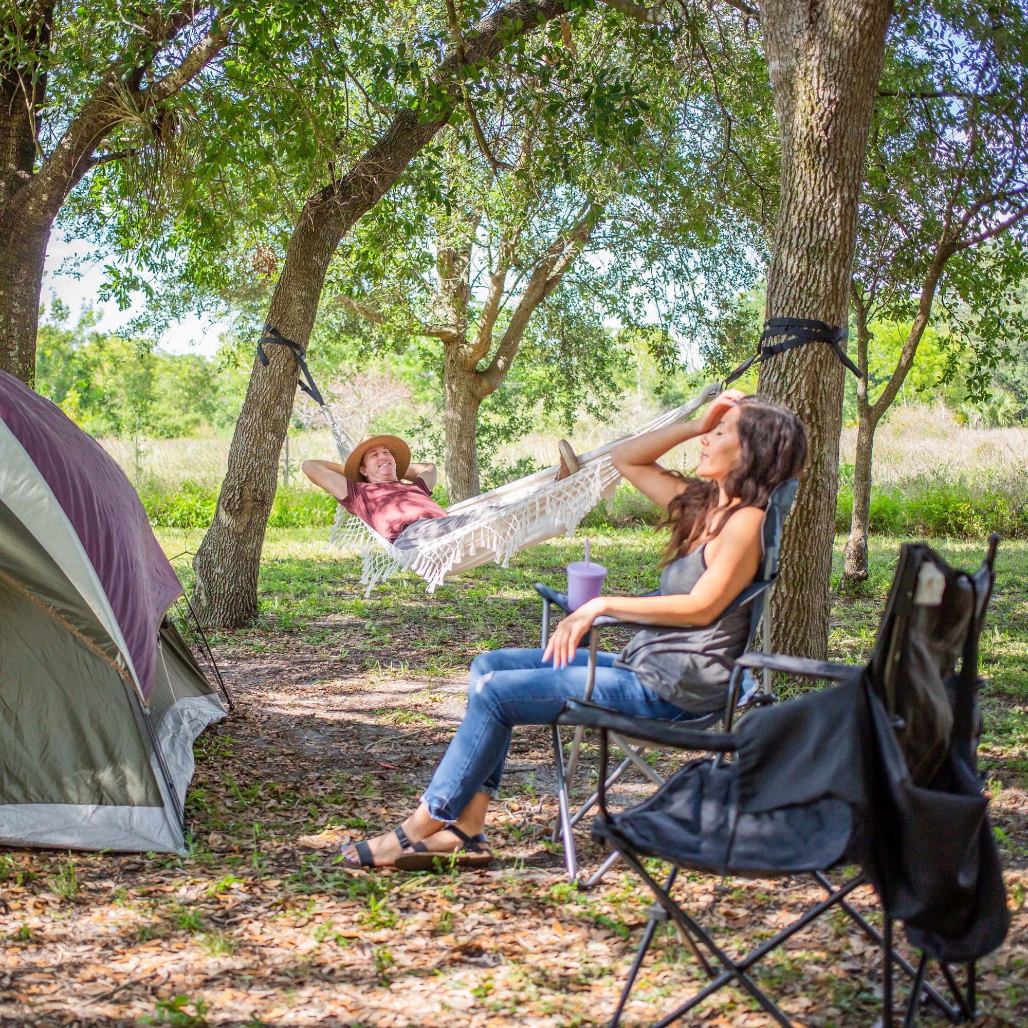 Bliss Hammocks Fringed Hammock w/ Rope Loops & Tree Straps, 250 lb, Natural - VMInnovations