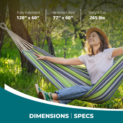 Bliss Hammocks Double Hammock with Rope Loops & Tree Straps, 265 lb, (Open Box)
