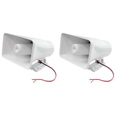 Pyle 8" 65 Watts 8 Ohms Indoor and Outdoor PA Horn Speaker, White (2 Pack)