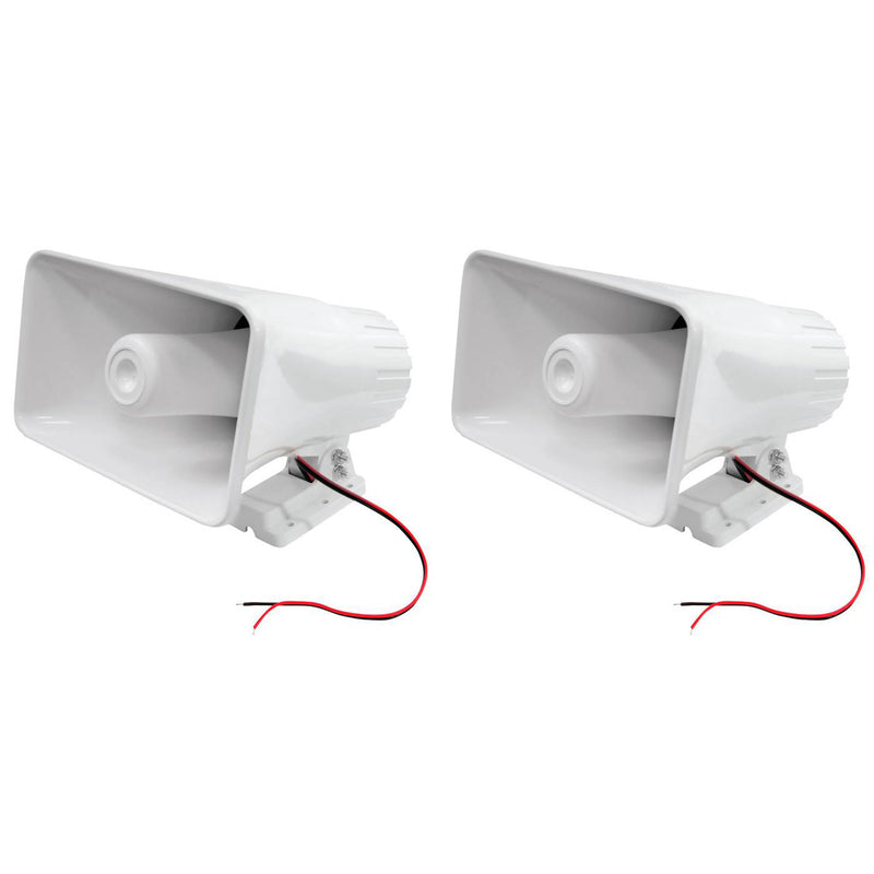 Pyle 8" 65 Watts 8 Ohms Indoor and Outdoor PA Horn Speaker, White (2 Pack)