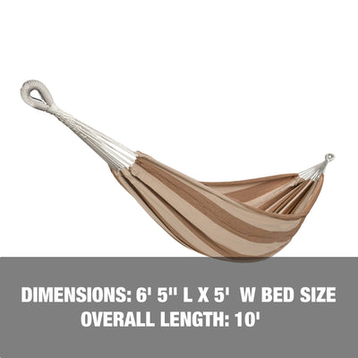 Bliss Hammocks Double Hammock with Rope Loops & Tree Straps, 265 lb, Cappuccino - VMInnovations