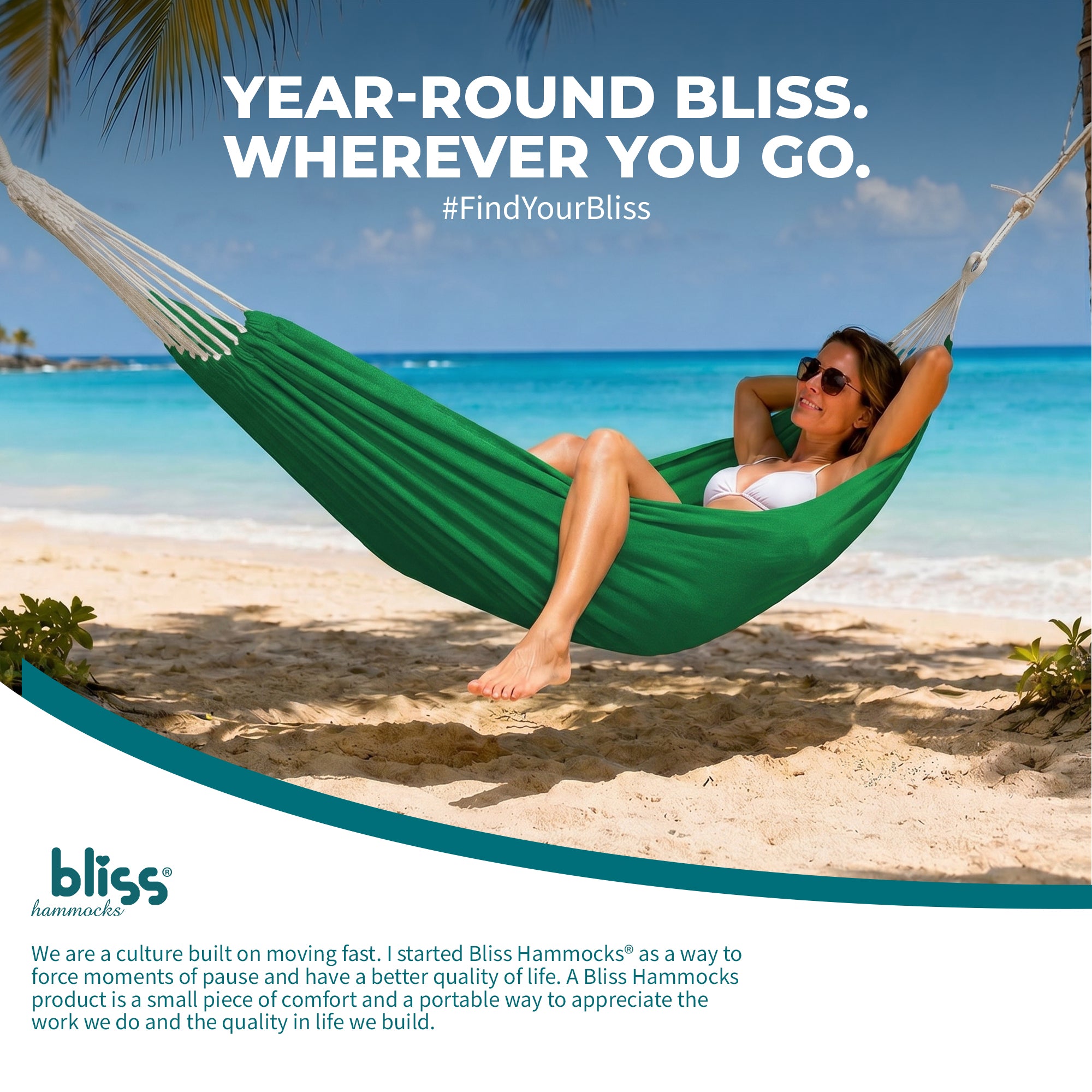 Bliss Hammocks Double Hammock with Rope Loops and Tree Straps, 265 lb, Green