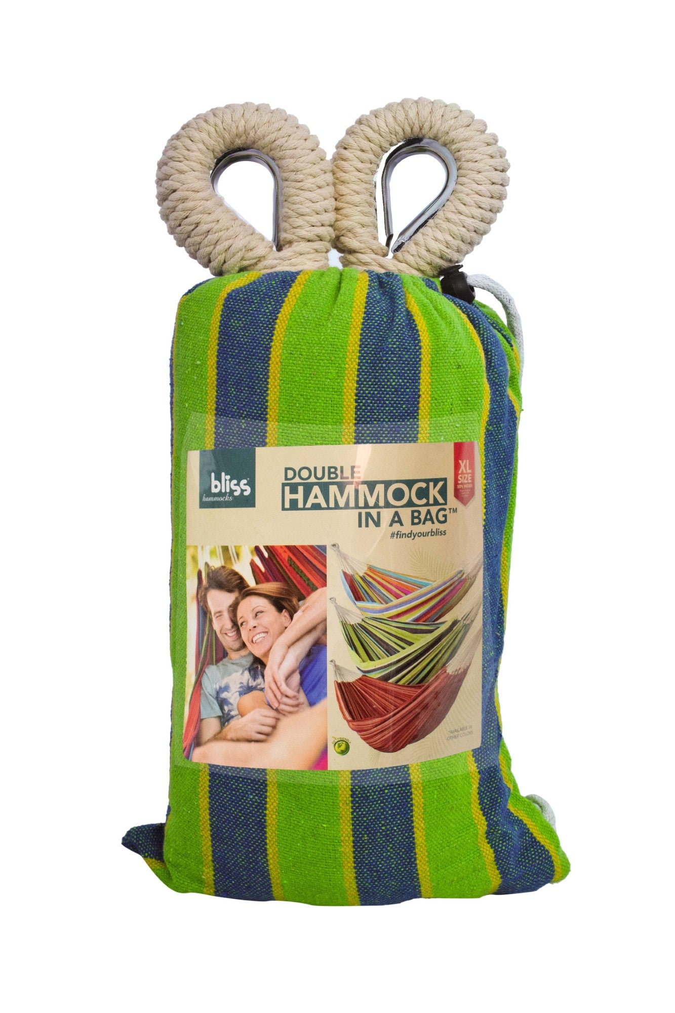 Bliss Hammocks Double Hammock w/ Rope Loops & Tree Straps, 265 lb, Mediterranean