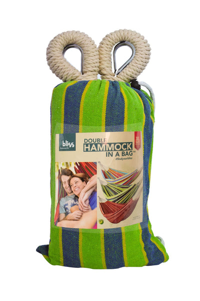 Bliss Hammocks Double Hammock w/ Rope Loops & Tree Straps, 265 lb, Mediterranean