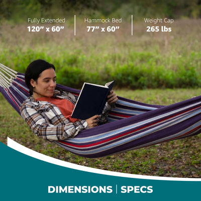 Bliss Hammocks Double Hammock with Rope Loops & Tree Straps, 265 lb, Patriotic