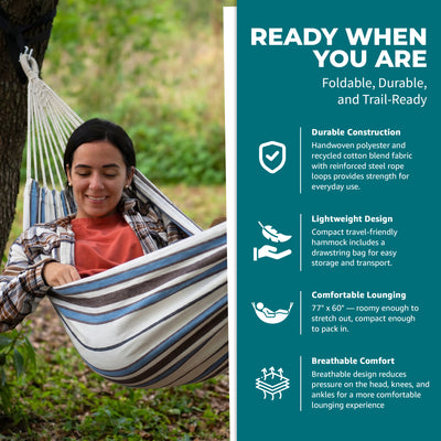 Bliss Hammocks Double Hammock w/ Rope Loops & Tree Straps, 265 lb, Volleyball - VMInnovations