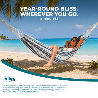Bliss Hammocks Double Hammock w/ Rope Loops & Tree Straps, 265 lb, Volleyball - VMInnovations