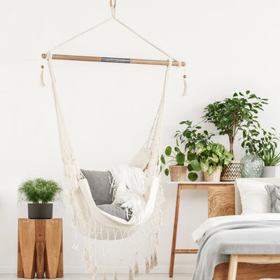 Bliss Hammocks Tahiti Fabric Hammock Chair with Spreader Bar and Hardware, Natural