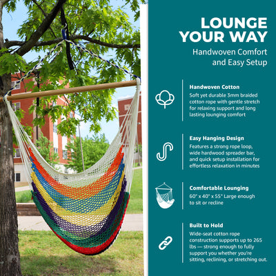 Bliss Hammocks Tahiti Rope Hammock Chair W Spreader Bar & Hardware, (Open Box)