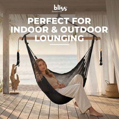 Bliss Hammocks Tahiti Rope Hammock Chair w/Spreader Bar and Hardware, (Open Box) - VMInnovations